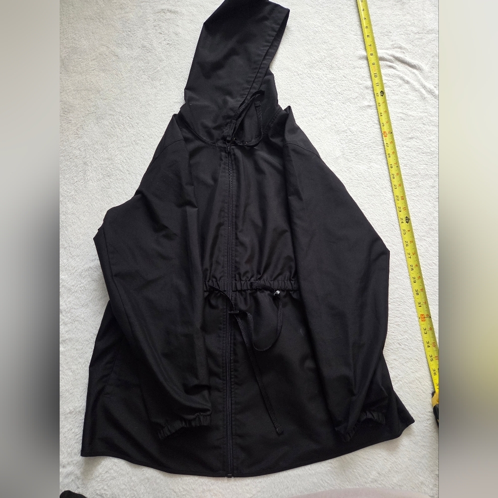 St. John’s Bay Black Hooded Jacket Petite Large Drawstring Waist